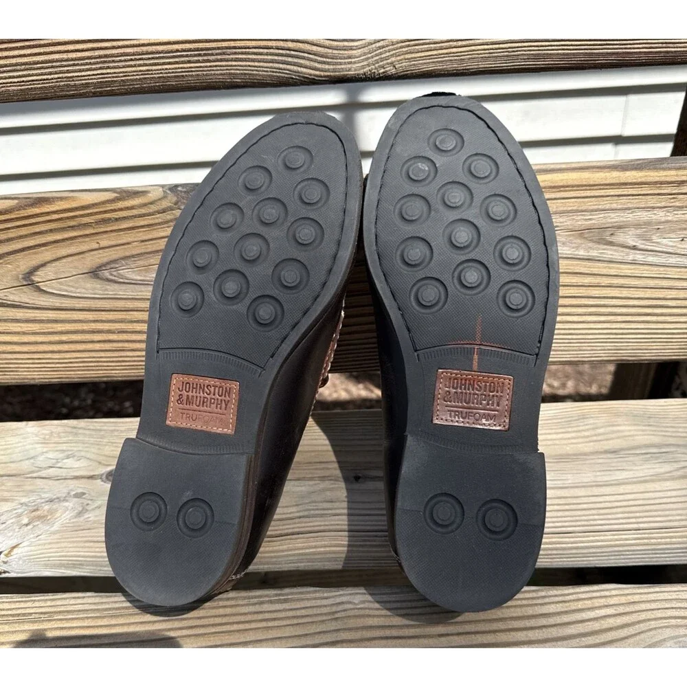 Johnston & Murphy Mens 9.5 Brown Leather Penny Loafers TruFoam Dress Shoes $155
